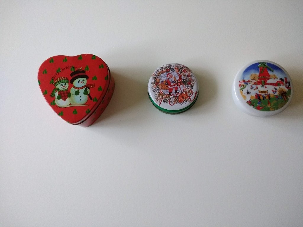 3 sierdoosjes, kerst, winter afbeelding per stuk te koop, Ophalen of Verzenden, Zo goed als nieuw