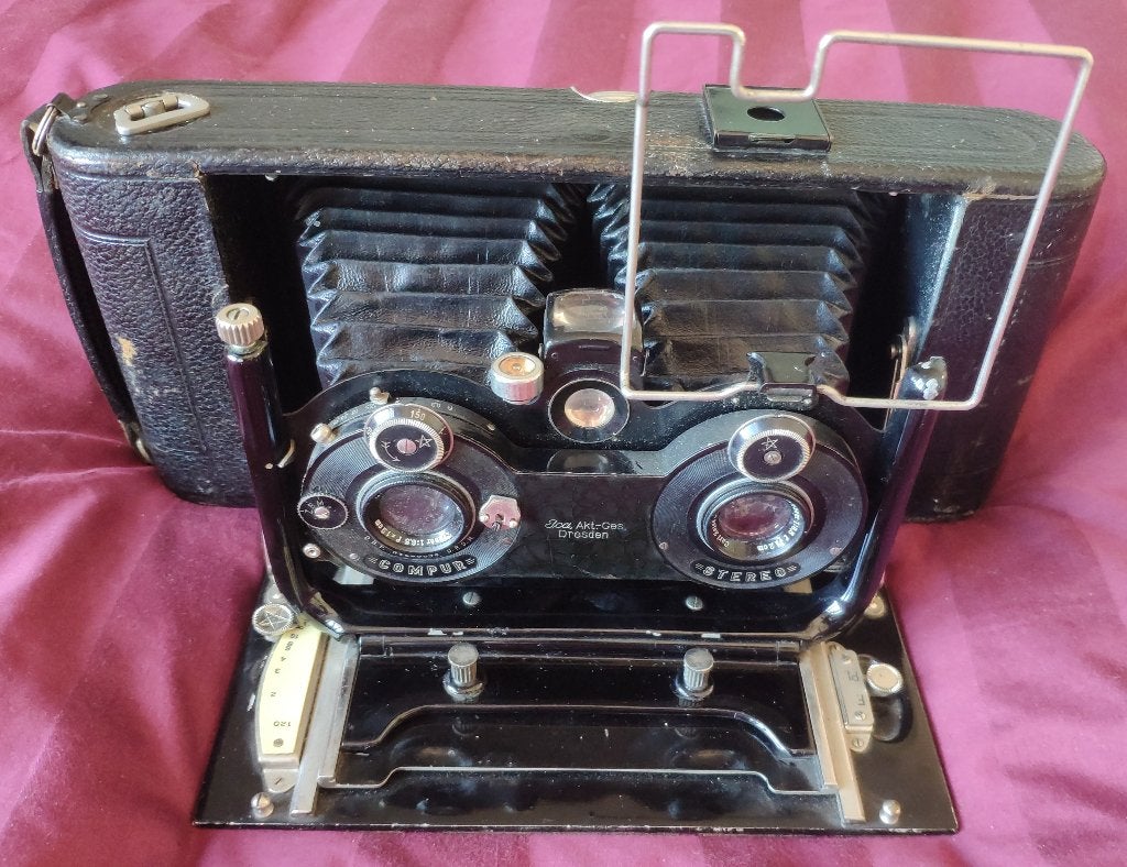 ICA Lloyd 660 antieke Compur Stereo foto camera 1910-1920, Ophalen, Voor 1940, Fototoestel