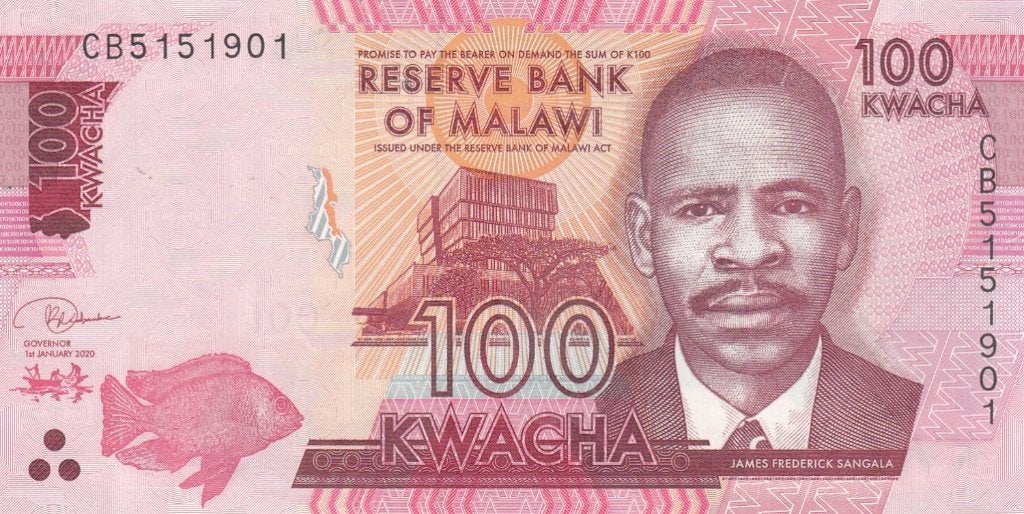 Malawi bankbiljet 100 Kwacha 2020 James Frederic Sangala UNC, Verzenden, Overige landen, Los biljet