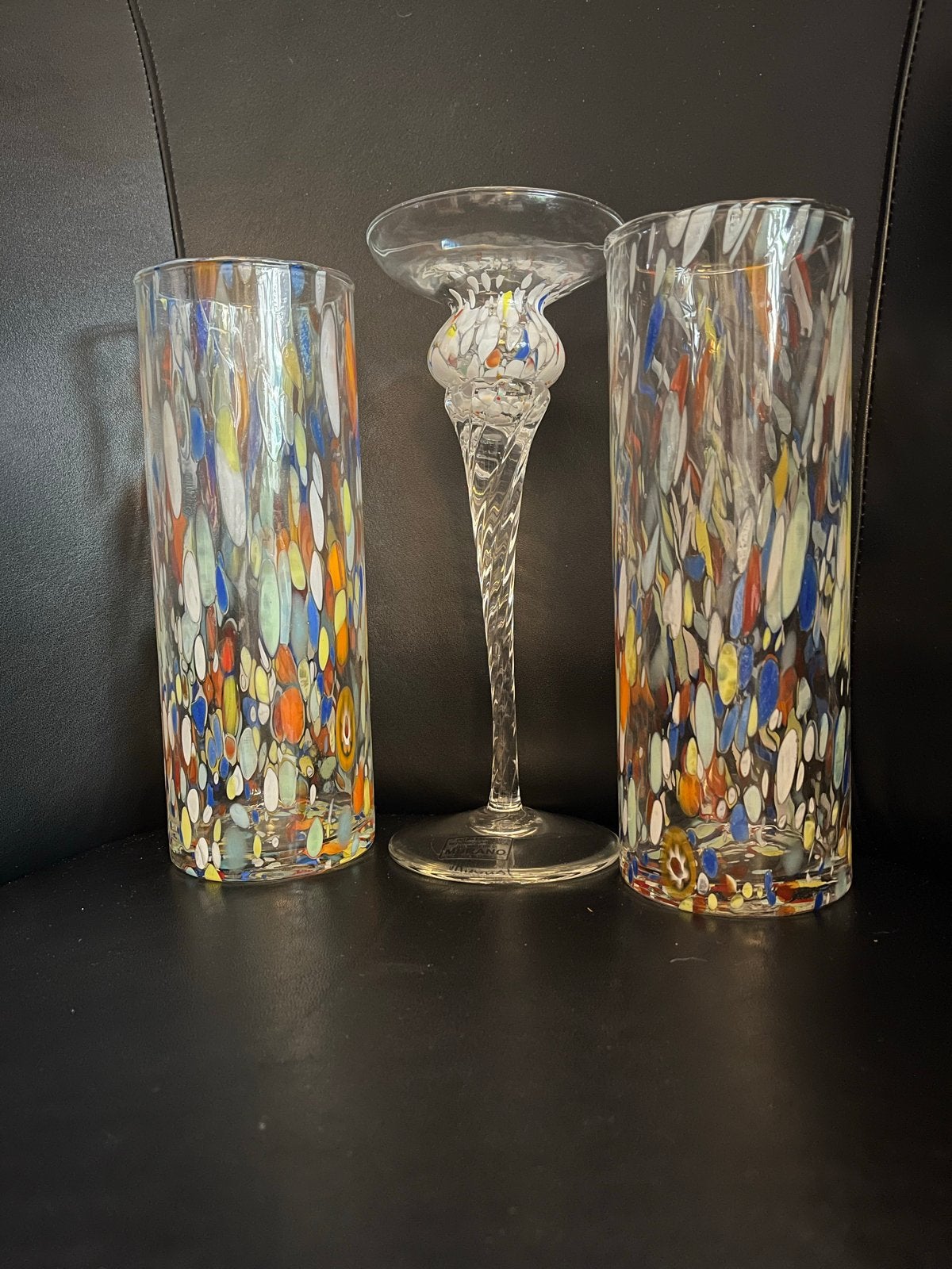 Murano Glas Kandelaar en Vazen Set - Handgemaakt Italië, Ophalen of Verzenden, Nieuw