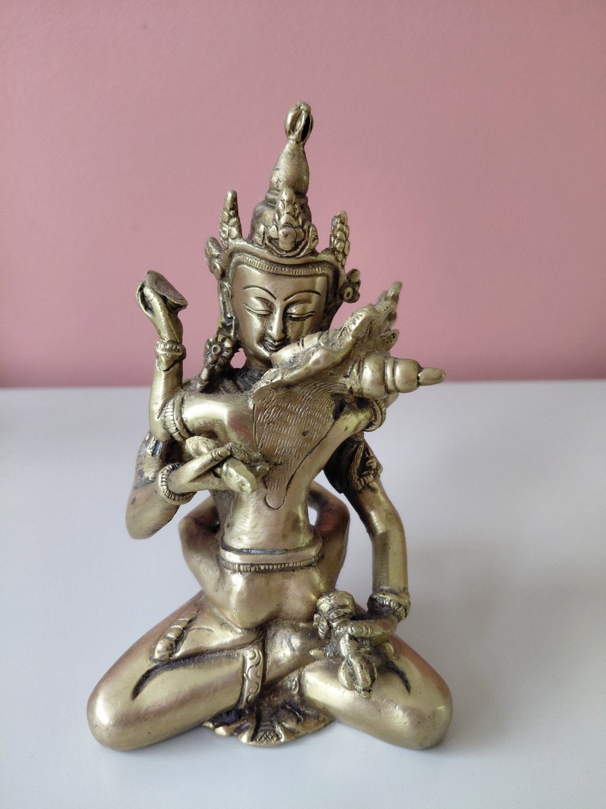 Bronzen beeldje Shiva-Shakti, Minder dan 20 cm, Ophalen of Verzenden, Brons, Beeld