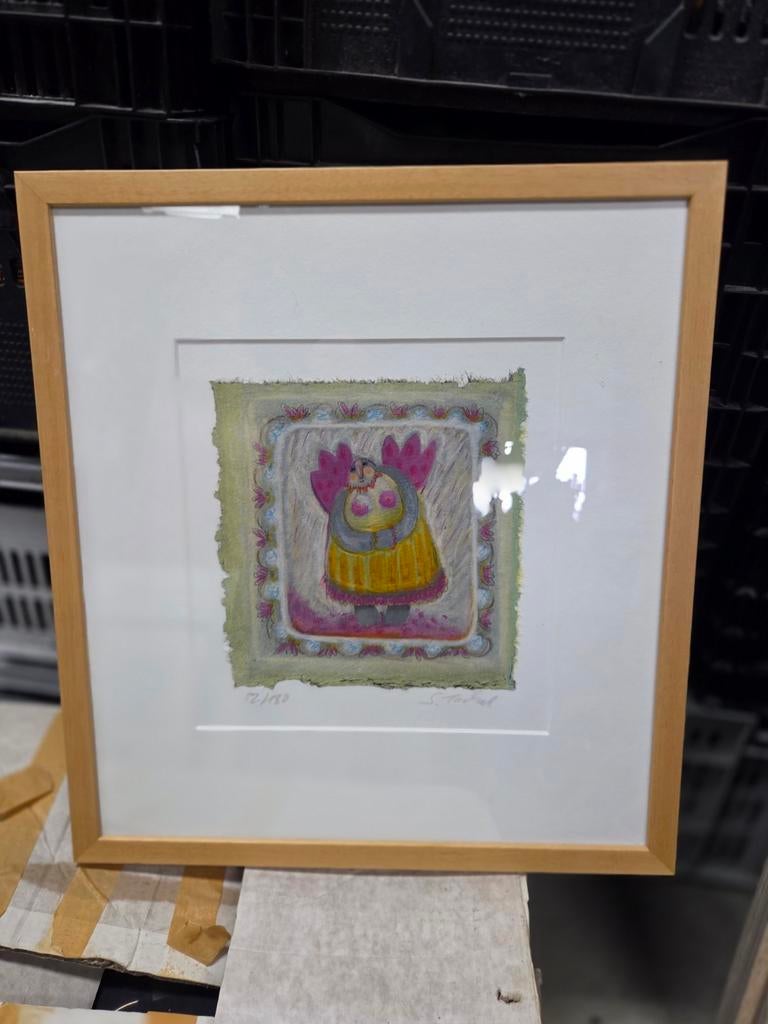 Ingelijste kunstprint van een engel, genummerd 82/180, Ophalen of Verzenden
