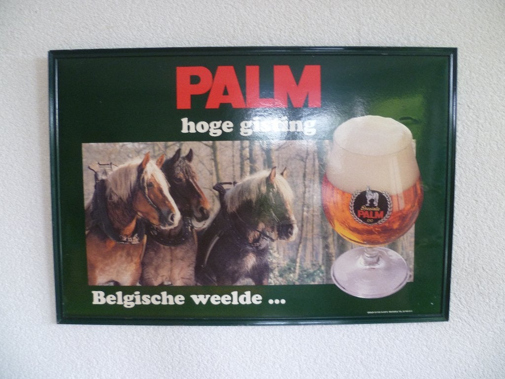 KARTONNEN RECLAME BORDJE"PALM HOGE GISTING"JAREN 80/90, Ophalen of Verzenden, Zo goed als nieuw, Reclamebord