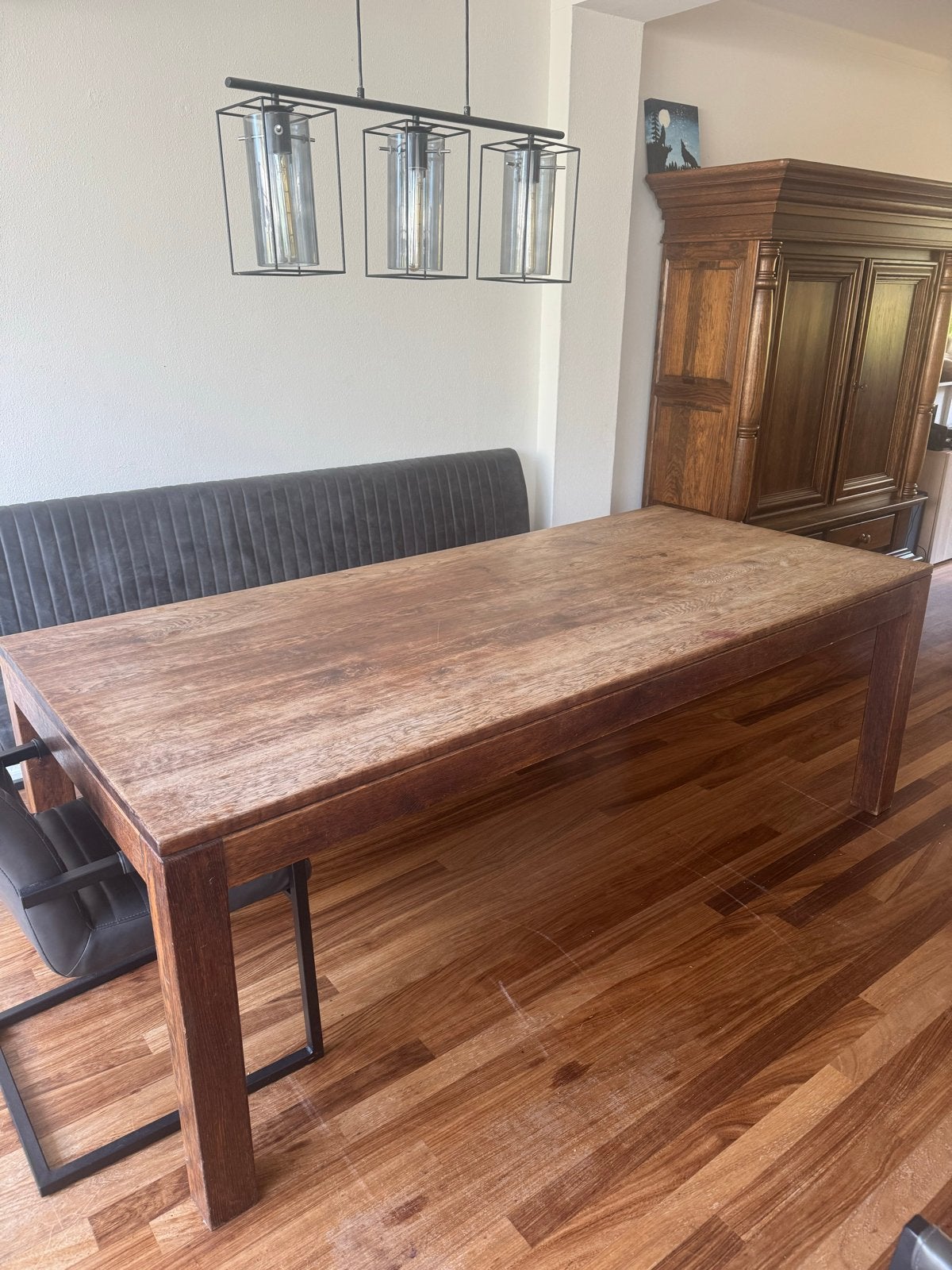 Gouden eettafel 220x100 cm, Huis en Inrichting, Tafels | Eettafels, Ophalen, Gebruikt, 100 tot 150 cm, 200 cm of meer