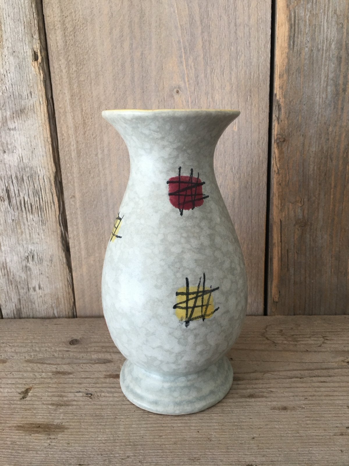 Mid-Century Keramische Vaas met Abstract Patroon - Jaren '50, Ophalen of Verzenden