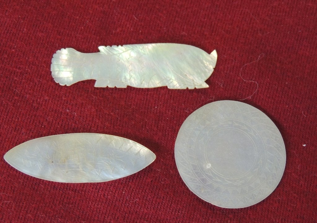 3 parelmoer fiches antiek eind 1800 / begin 1900 China, Ophalen of Verzenden