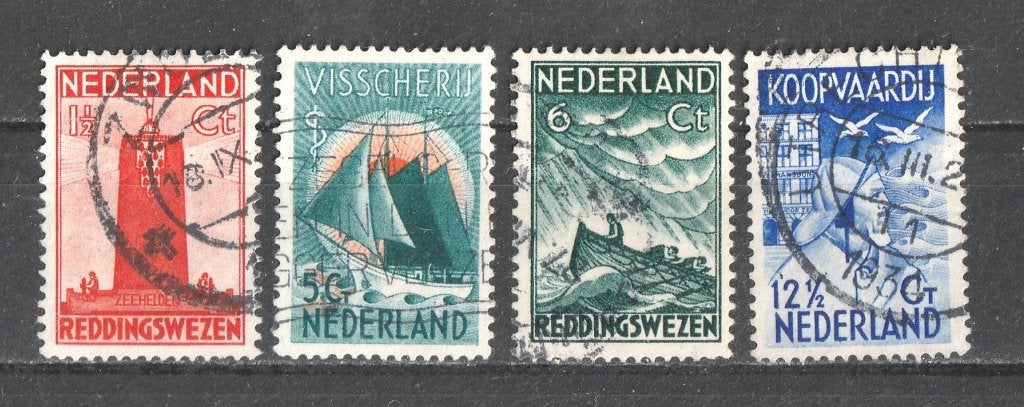 nvph 257-60 Zeemanszegel 1933, Ophalen of Verzenden, Na 1940, Gestempeld