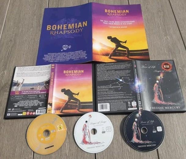Bohemian Rhapsody film en Freddie Mercury solo video 3 DVD's, Alle leeftijden, Ophalen of Verzenden, Zo goed als nieuw