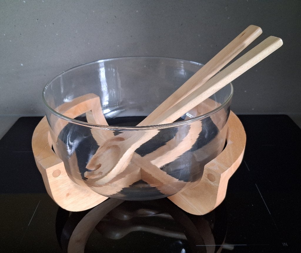 salade schaal met couvert, Ophalen, Zo goed als nieuw, Overige materialen