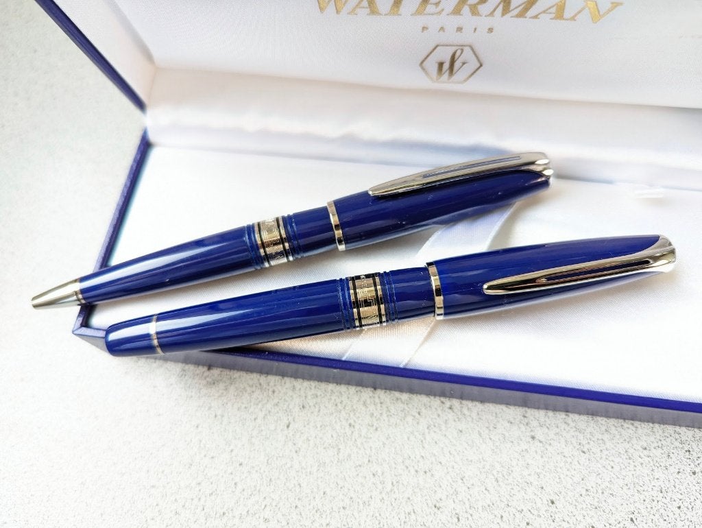 Waterman Charleston Blue 18k goud pennenset Nieuw, Pennenset, Nieuw, Met doosje, Ophalen of Verzenden