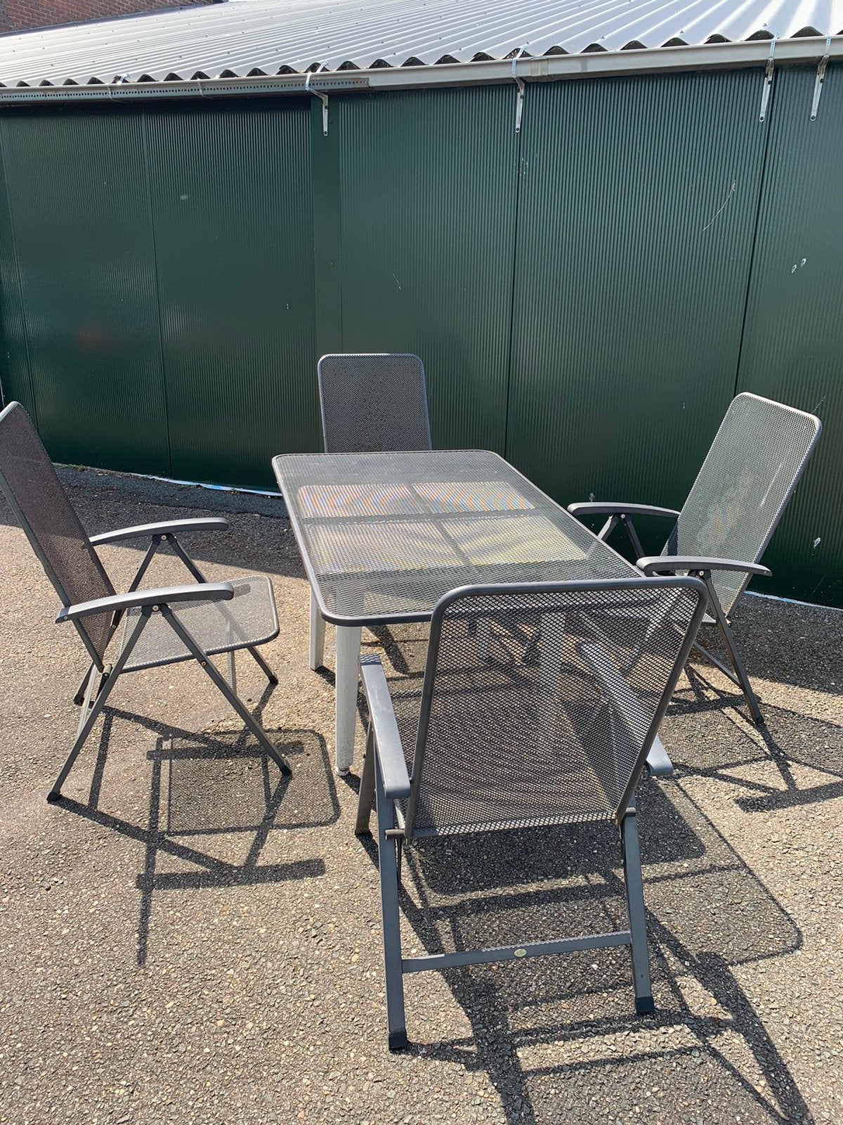Ijzeren tuin set (Royal garden?) 4 stoelen 1 tafelblad, Tuin en Terras, Gebruikt, Ophalen of Verzenden, Tuinset, Eettafel