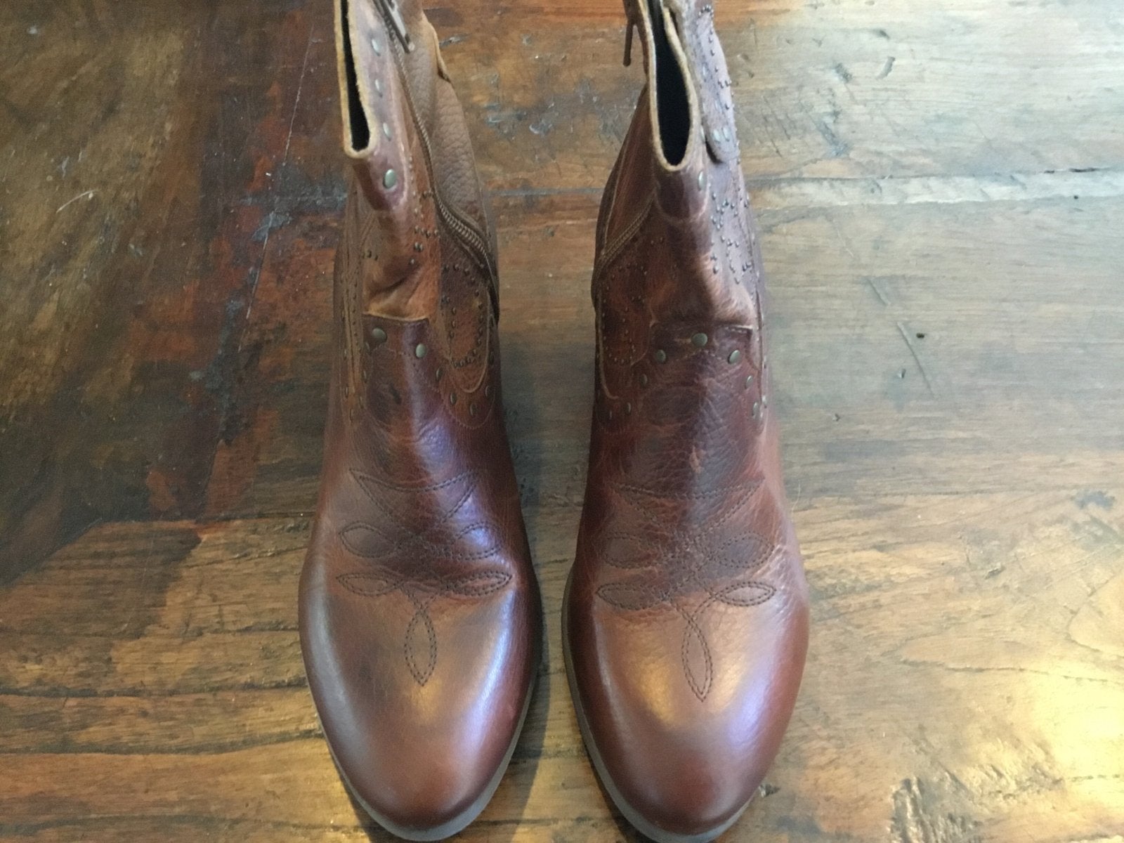 Bullboxer leren enkellaarzen met studs, maat 42, Ophalen of Verzenden, Gedragen, Bruin, Lage of Enkellaarzen