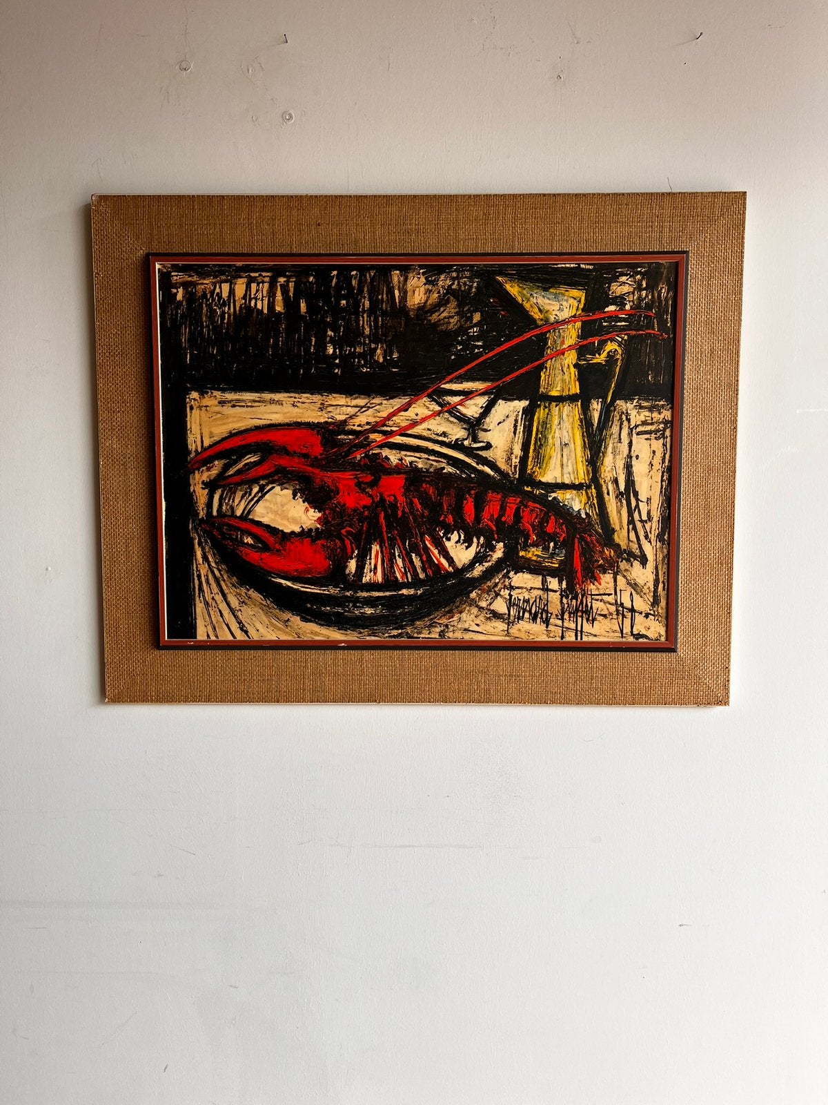 Vintage print van Bernard Buffet kreeft en gele kan, Ophalen of Verzenden