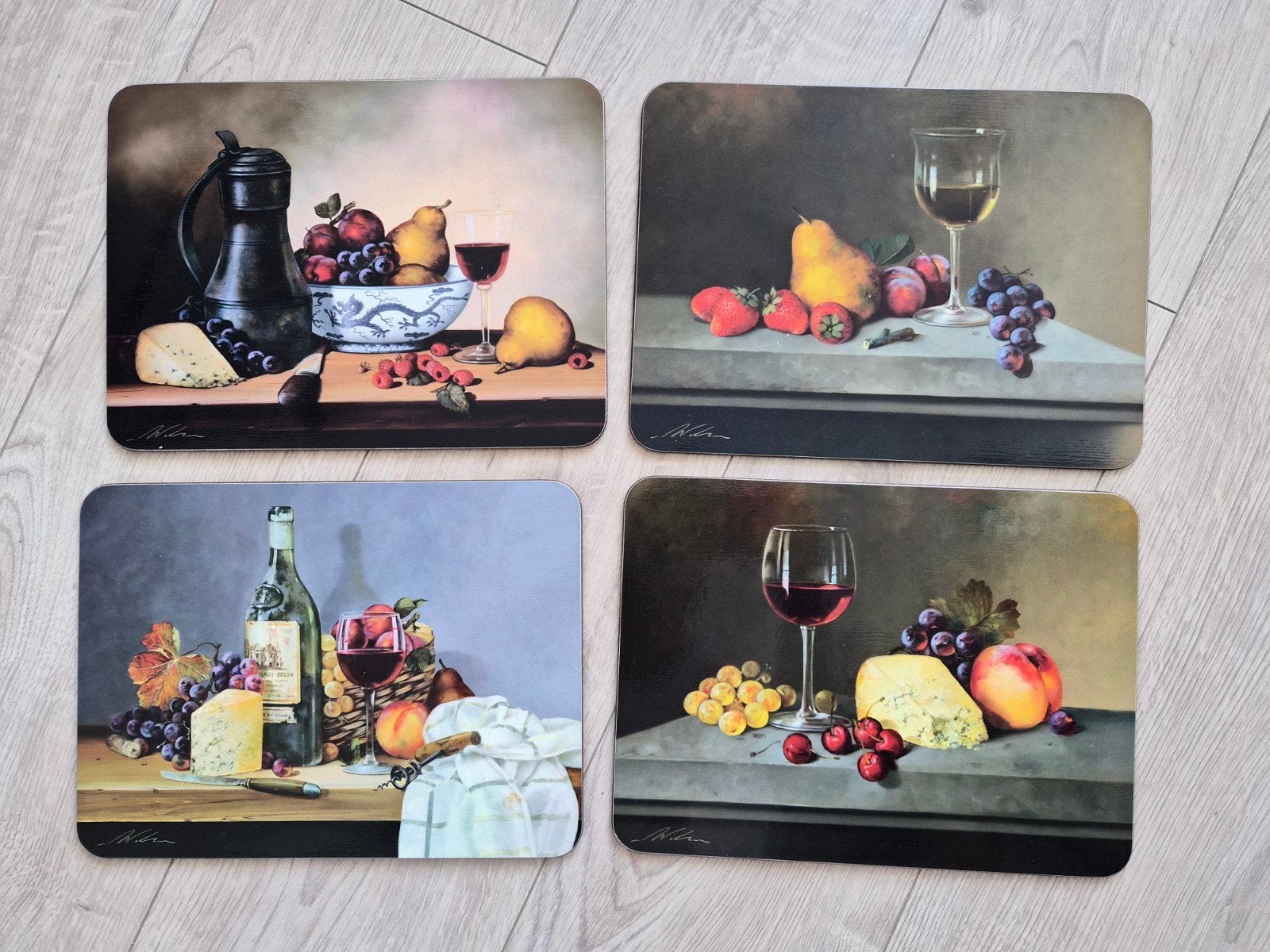 Vintage Jason placemats - set van 4 met fruit en wijn, Ophalen of Verzenden
