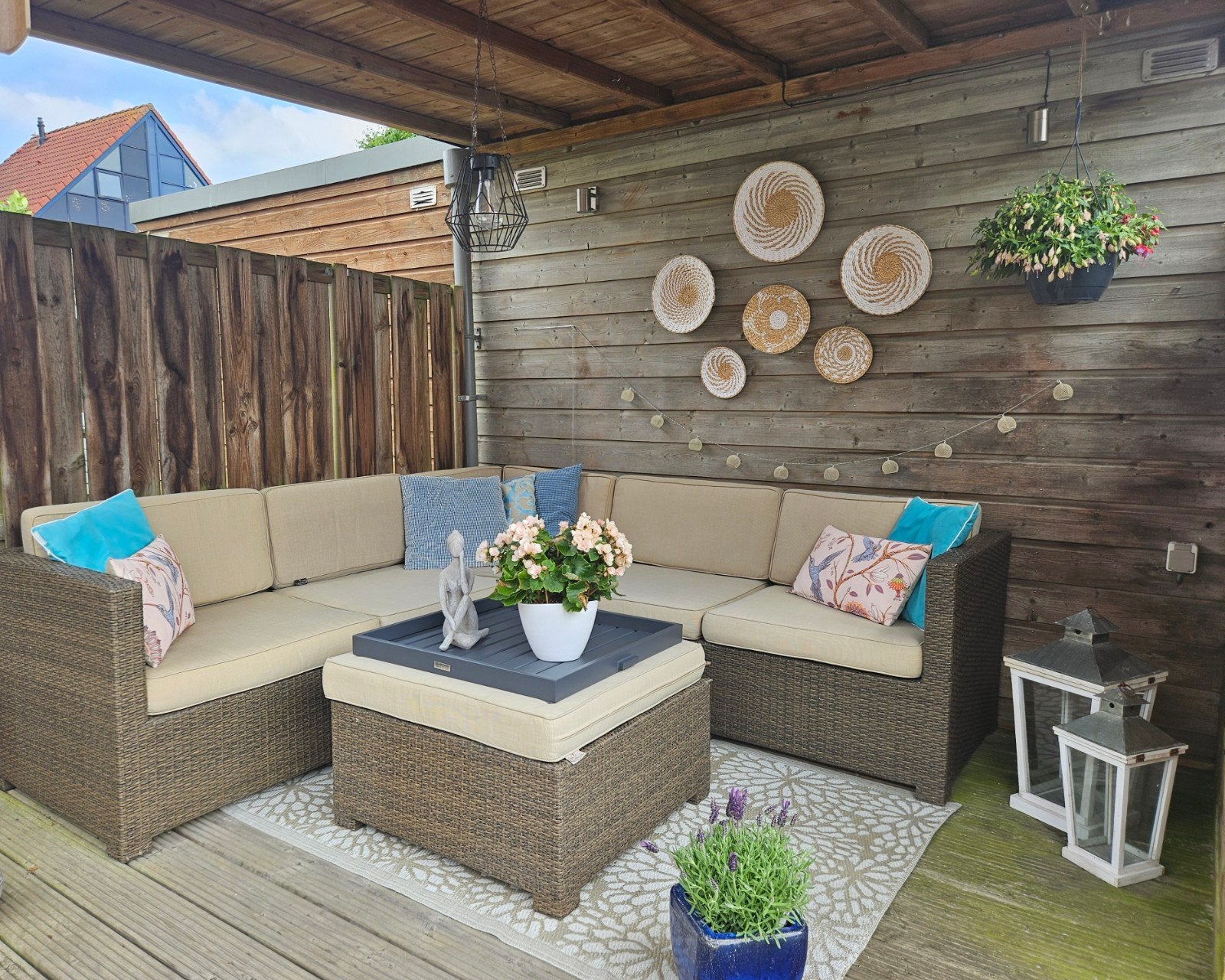 Loungeset hoek-vorm, Tuin en Terras, Ophalen, Zo goed als nieuw, Aluminium, Loungeset