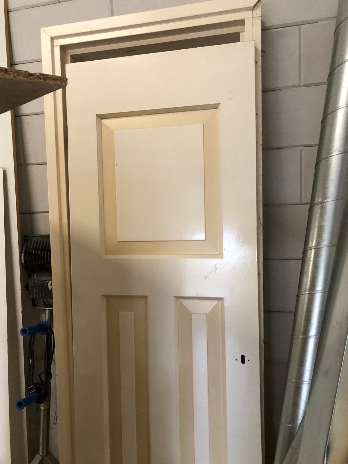 Crème binnendeur met bovenlicht, 211x62,5 met kozijn, Ophalen, Gebruikt, Minder dan 80 cm, Binnendeur