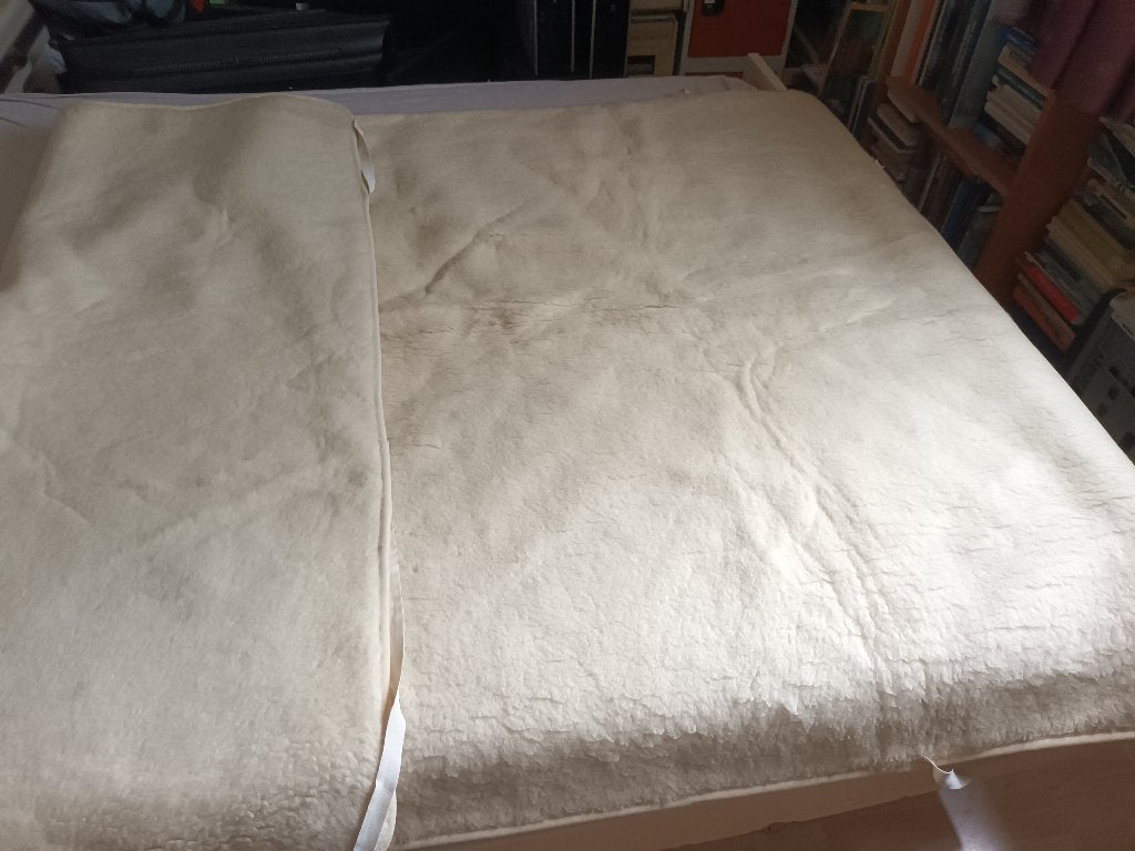 Merino wollen onderdeken onderlegger deken wit 198-138cm, Wit, Overige typen, Tweepersoons, Ophalen of Verzenden