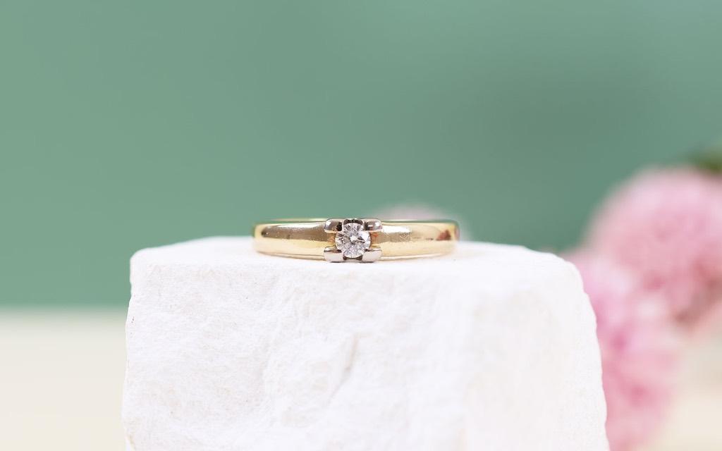 14 Karaat Gouden Diamonde Ring Met 0.15ct Diamant