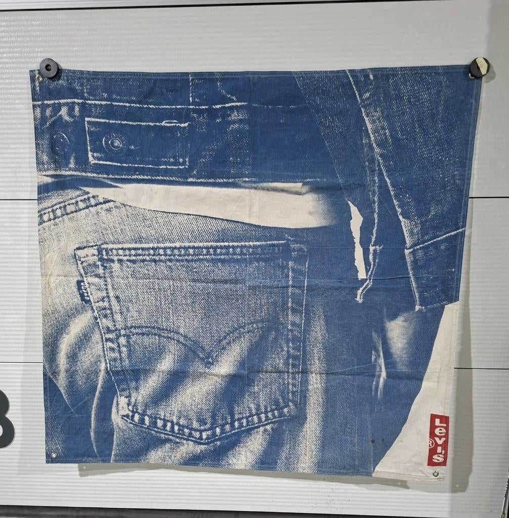 Levi's canvas banner, groot canvas Levi's, 147 x 141 cm, Ophalen of Verzenden, Gebruikt, Reclamebord
