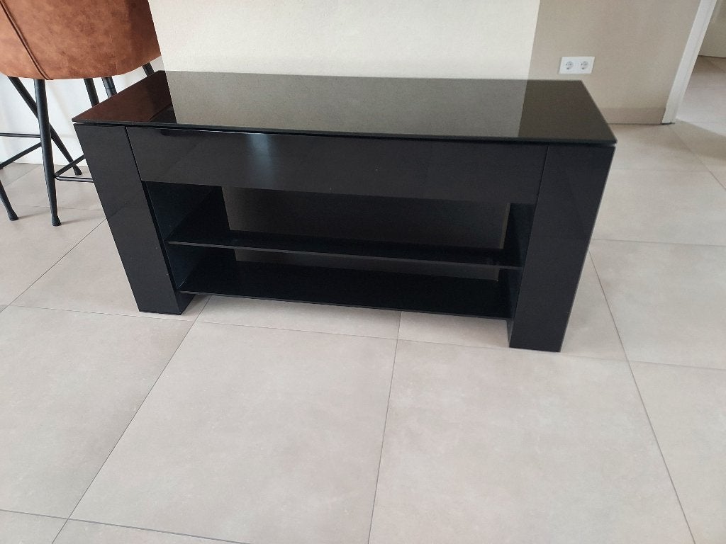 Tv meubel, Huis en Inrichting, Ophalen, 100 tot 150 cm, Glas, Zo goed als nieuw