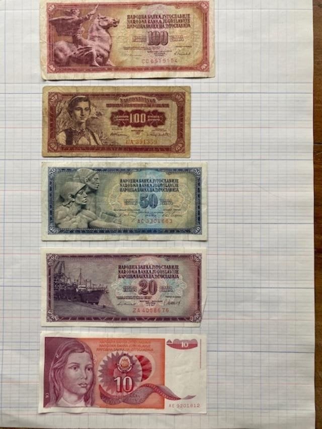 Joegoslavië 9 Bankbiljetten, Ophalen of Verzenden, Joegoslavië, Setje