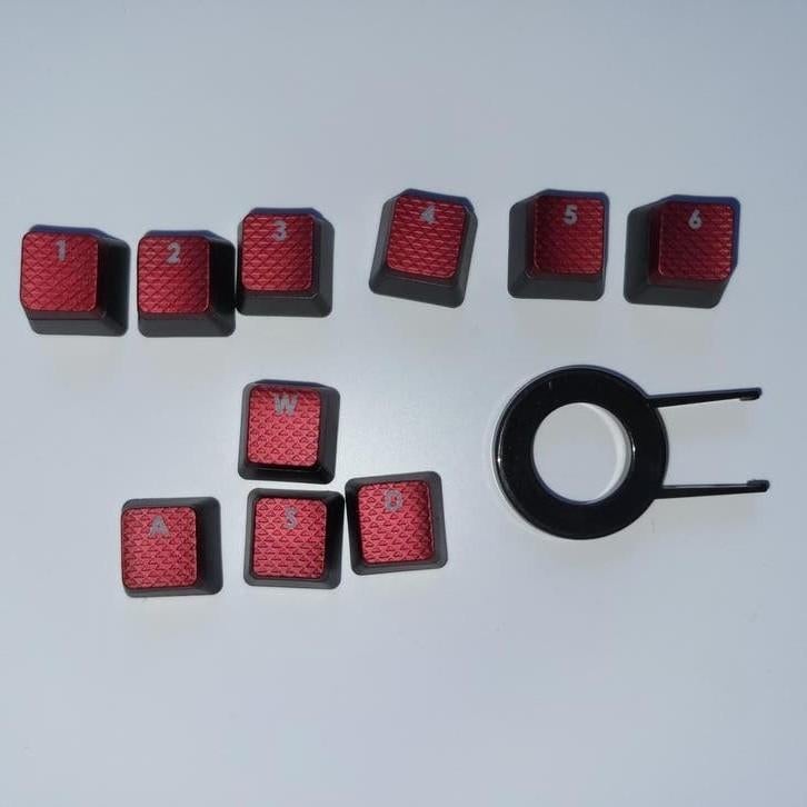 Corsair K70 Keycaps Set Rood - WASD & Nummers, Keycap Puller, Gaming toetsenbord, Ophalen of Verzenden, Zo goed als nieuw, Qwerty