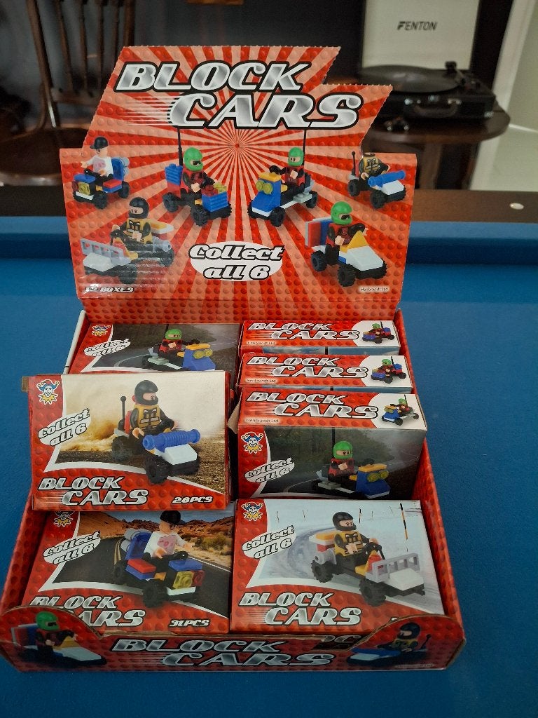 Block Cars Collectie - past op lego. 8 doosjes 7.50, Lego, Nieuw, Ophalen of Verzenden, Meerdere sets