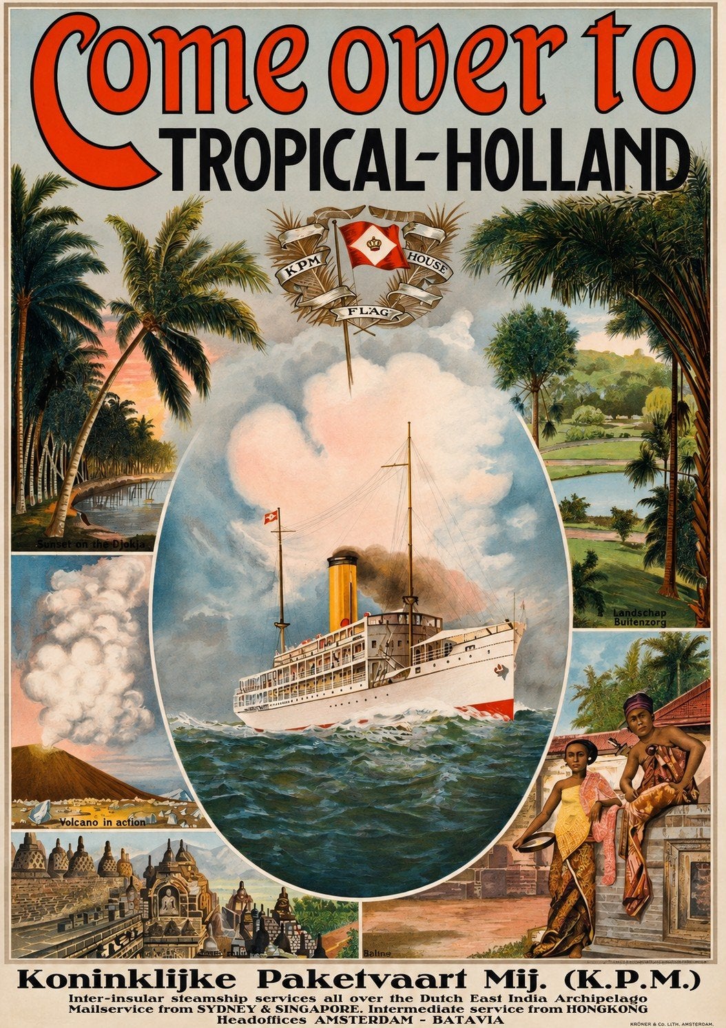 Vintage KPM Reclameposter: Kom naar Tropisch Holland, Ophalen of Verzenden, A1 t/m A3
