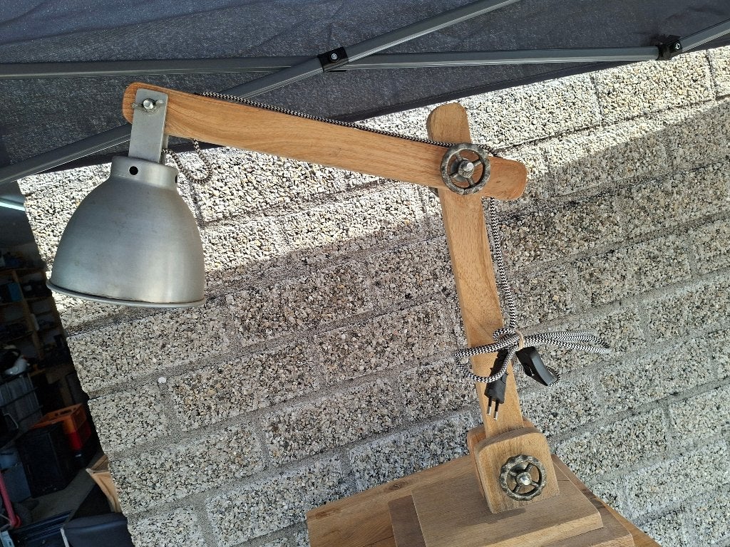 vintage houten tafel lamp, Ophalen of Verzenden, Zo goed als nieuw