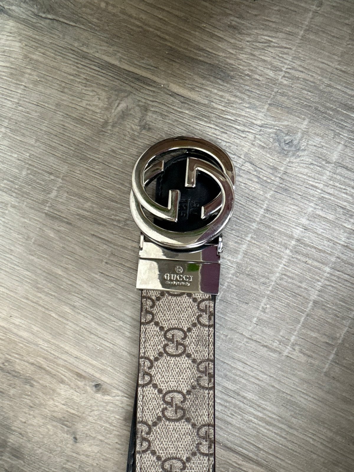Gucci GG Supreme Riem met G-gesp, Bruin, Echt leder, Riem of Ceintuur, Gedragen