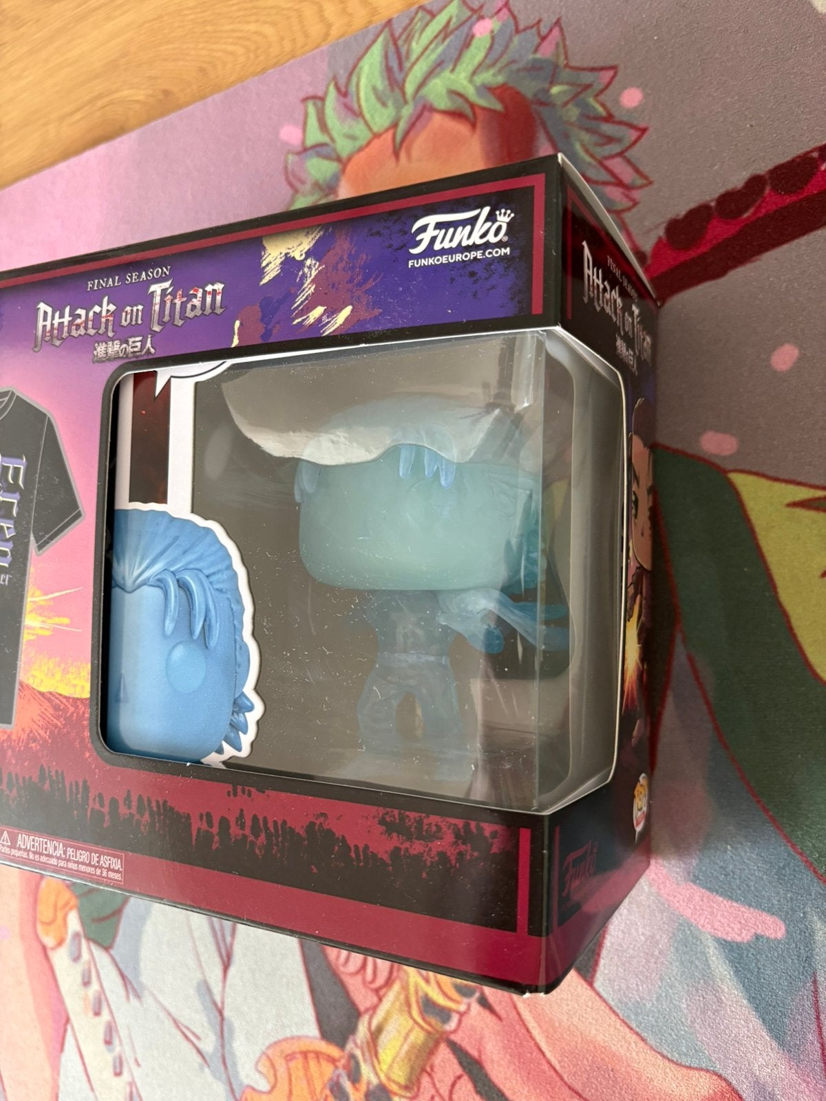 Funko Pop! Tees Attack on Titan Eren Yeager Glow + T-Shirt S, Ophalen of Verzenden, Zo goed als nieuw, Overige typen