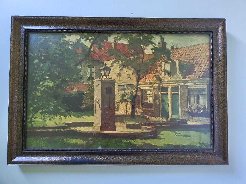 Olieverf schilderij – Jan Tiele – Nederlands dorpsgezicht, Antiek en Kunst, Ophalen