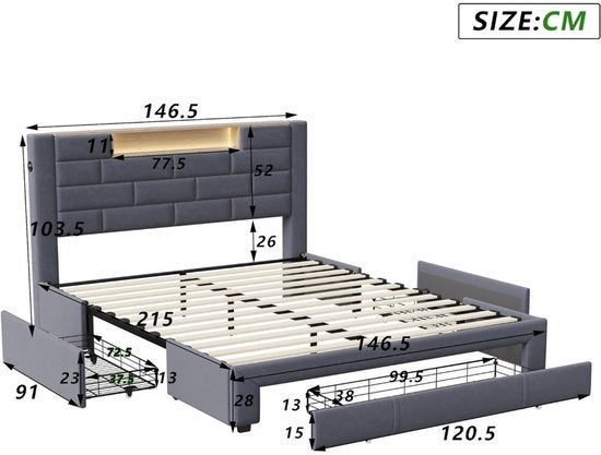 Tweepersoonsbed – Dubbelbed – Slaapbed – Led-bed – Opbergbed, Corvance B.V., Verzenden, Nieuw, Corvancebol@gmail.com