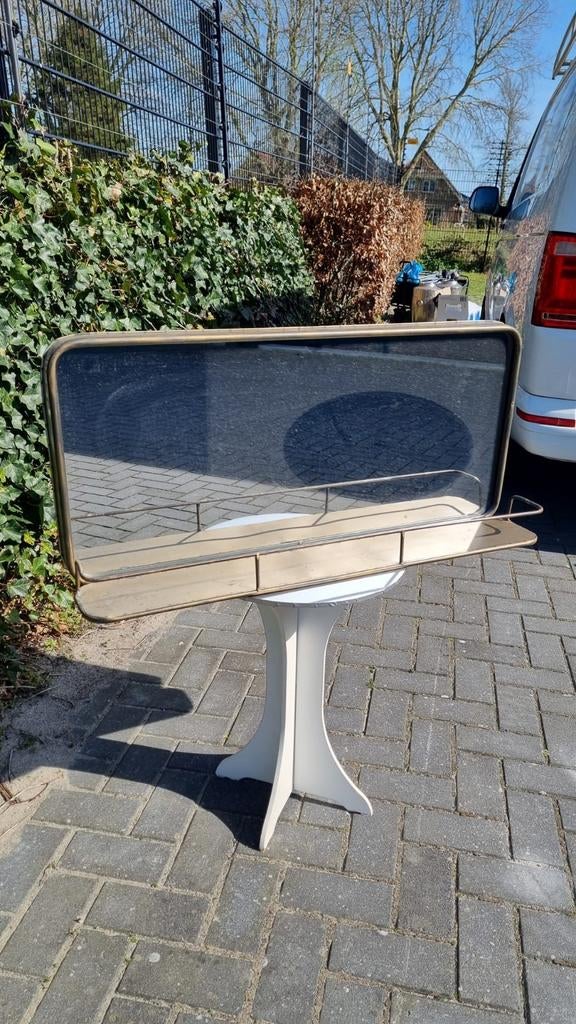 Vintage Design Spiegel met Plank - Jaren '60/'70, Antiek en Kunst, Ophalen of Verzenden