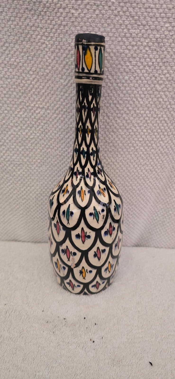 Handbeschilderde Marokkaanse Aardewerk Vaas / Fles – Safi., Ophalen of Verzenden, Blauw