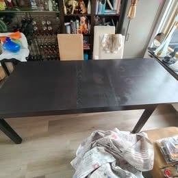 Uitschuifbare bruine Ikea tafel, Huis en Inrichting, Tafels | Eettafels, Ophalen, Gebruikt, 200 cm of meer, 50 tot 100 cm