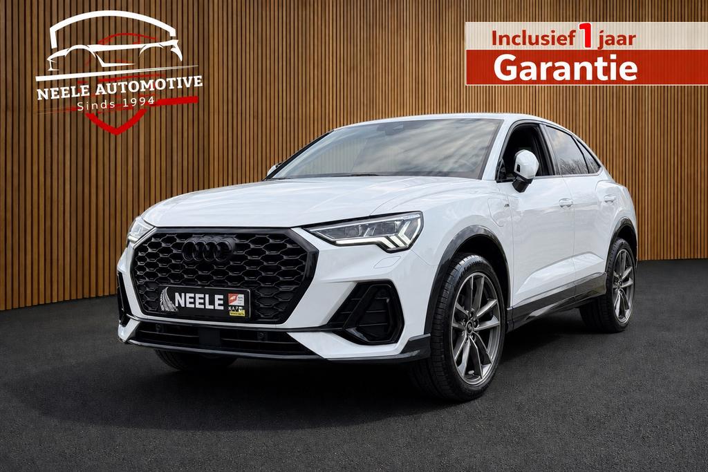 ✅Audi Q3 45 TFSI e Sportback 3x S-Line | Elektrische Stoelen, Auto's, Automaat, Zwart, 4 cilinders, Wit