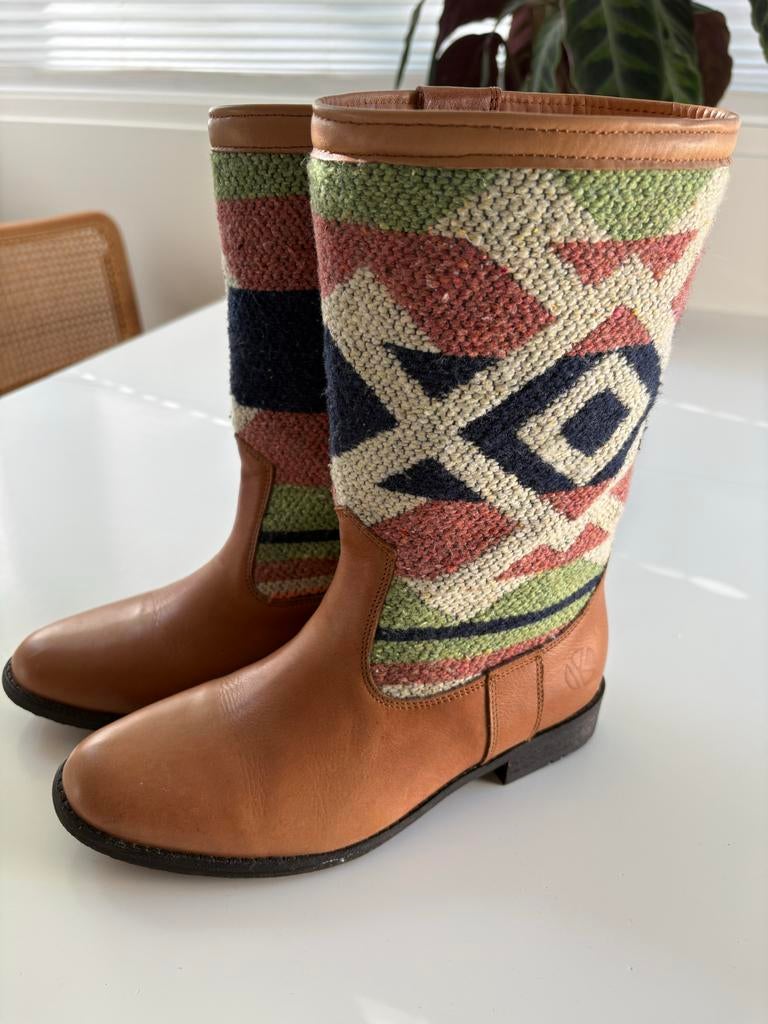 Kelim Kiboots Kindred leer laarsjes maat 38, Ophalen of Verzenden, Bruin, Hoge laarzen