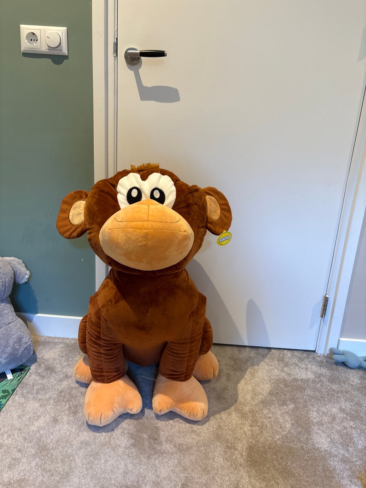 Enorme aap knuffel met balletjes vulling, Ophalen, Zo goed als nieuw, Bruin, Korrelvulling