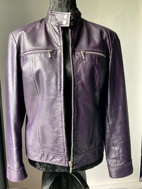 Arma (Ginger) leren aubergine damesjackje 38, Paars, Ophalen of Verzenden, Zo goed als nieuw, Armani
