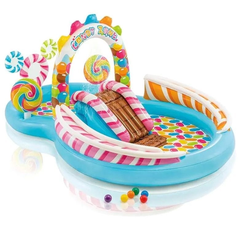 Intex Candy Zone Opblaasbaar Speelzwembad met Glijbaan, Ophalen of Verzenden, Zo goed als nieuw
