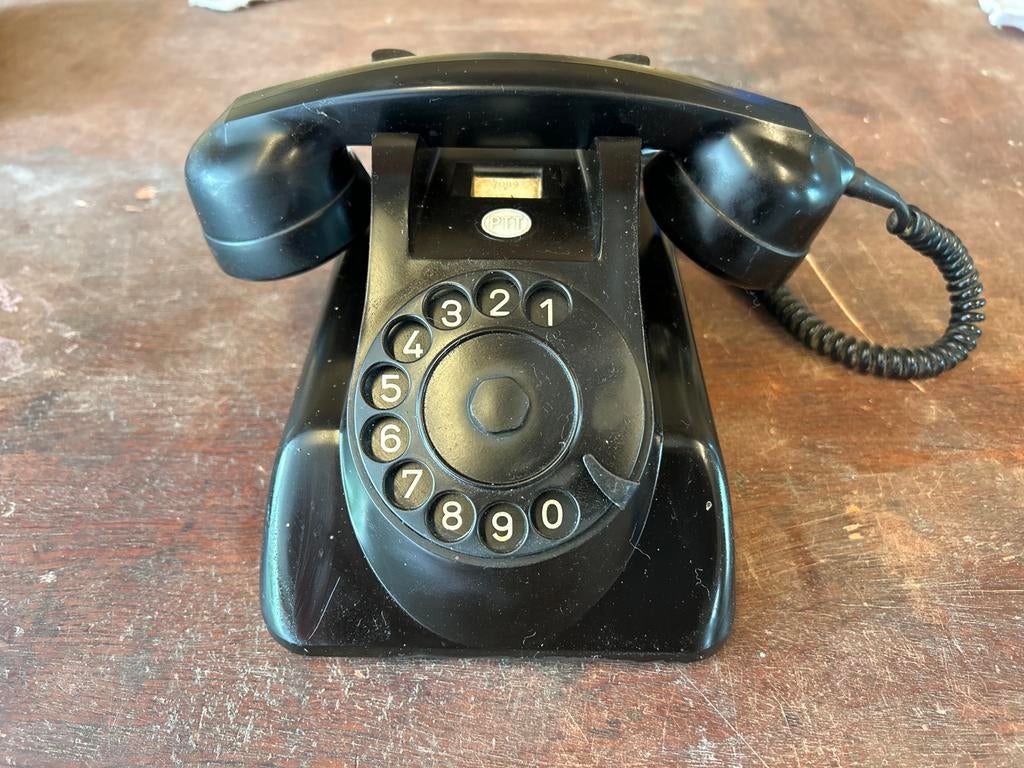 Vintage PTT Telefoon met Draaischijf - Zwart Bakeliet, Ophalen, Gebruikt, Met draaischijf