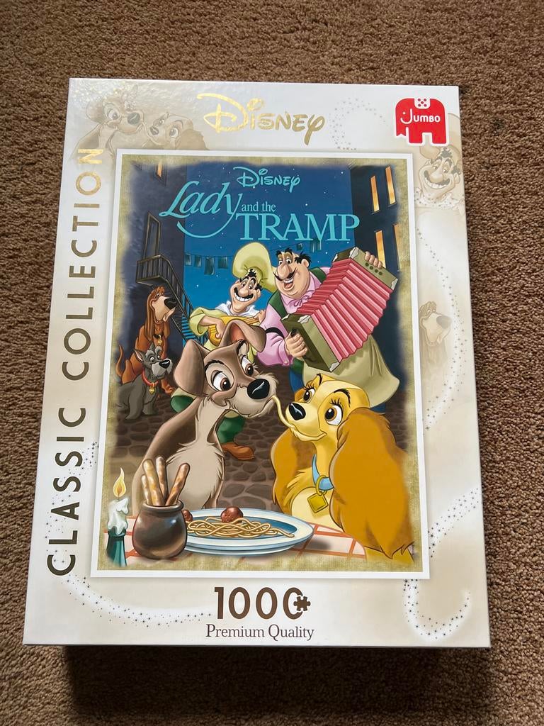 Disney Lady en de Vagebond puzzel 1000 stukjes Jumbo, Ophalen, 500 t/m 1500 stukjes, Zo goed als nieuw
