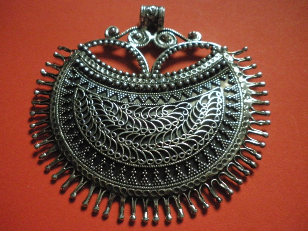 Prachtige Super Grote Bewerkte Zware Zilveren Hanger, Verzenden, Zilver, Ring