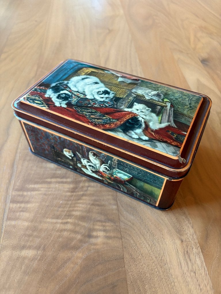 Te Koop: Vintage Poezenblik met H. Ronner-Knip afbeeldingen, Ophalen of Verzenden, Gebruikt, Koek(jes)