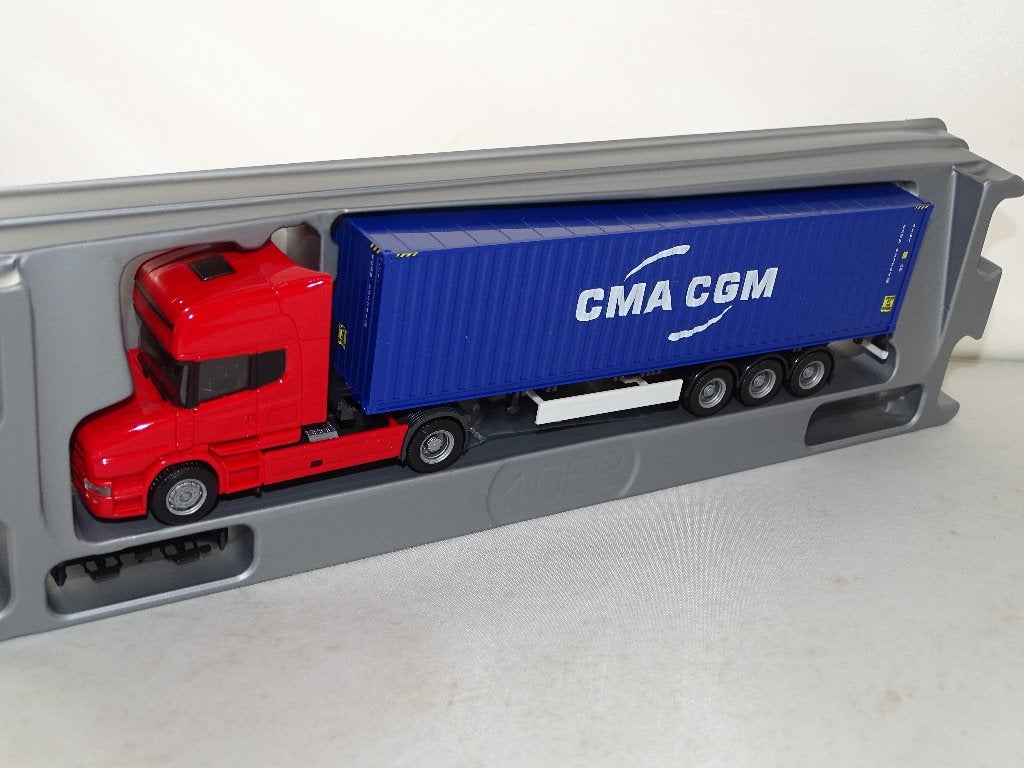 1/87 Herpa Scania CMA  CGM, Hobby en Vrije tijd, Modelauto's | 1:87, Ophalen of Verzenden, Nieuw, Bus of Vrachtwagen, Herpa