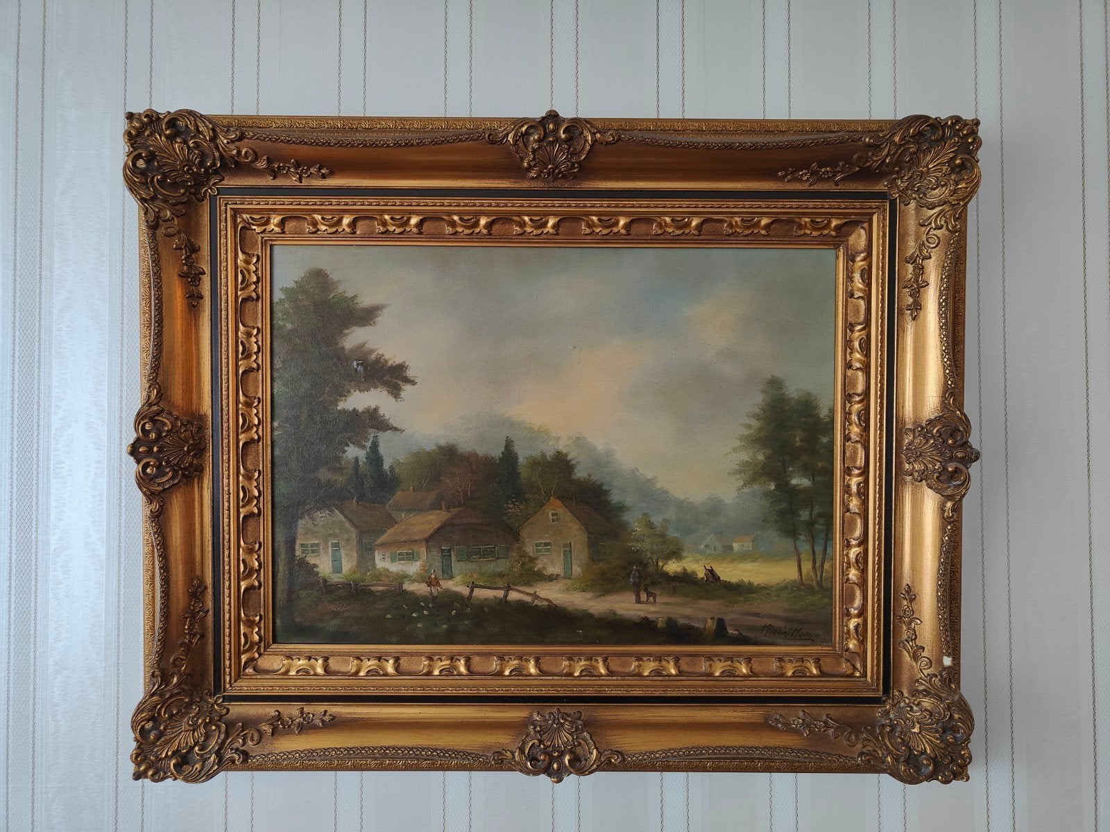 Schilderij Michel Monnier Olieverf Landschap met Boerderij, Antiek en Kunst, Ophalen