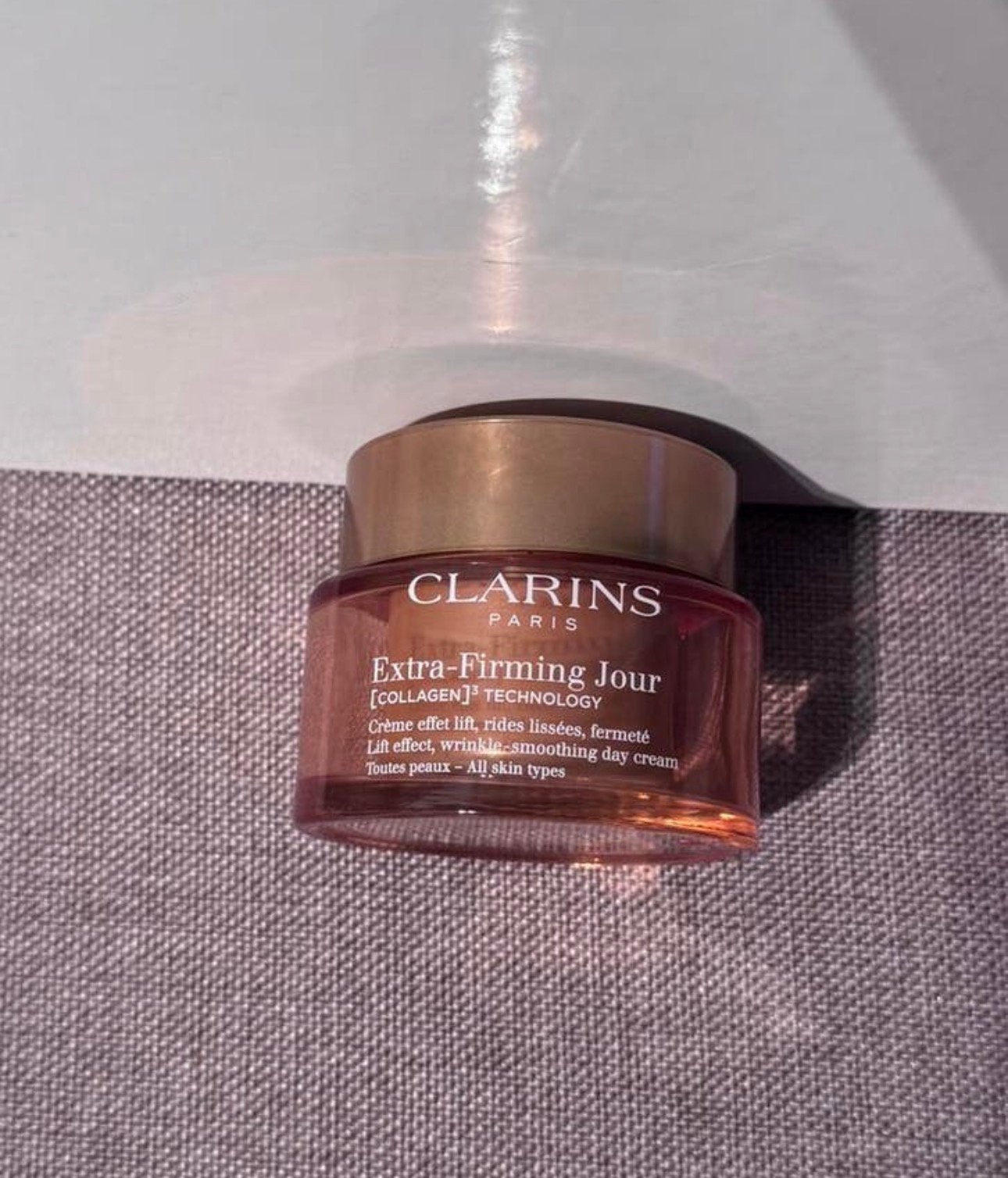 Clarins dagcreme Extra Firming Jour all skin types 50 ml, Ophalen of Verzenden, Zo goed als nieuw, Gehele gezicht