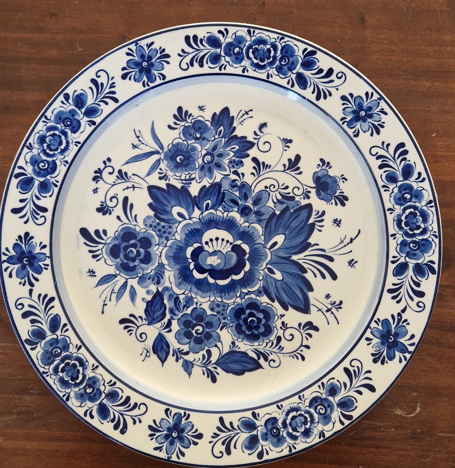Delfts Blauw Handwerk Sierbord - Bloemmotief, Antiek en Kunst, Ophalen of Verzenden