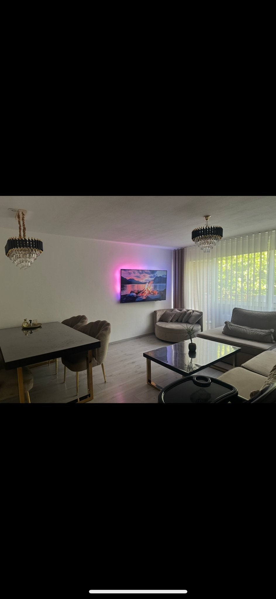 Moderne Hoekbank met Ronde Fauteuil en Eettafel, Ophalen, 100 tot 125 cm, Hoekbank, 300 cm of meer